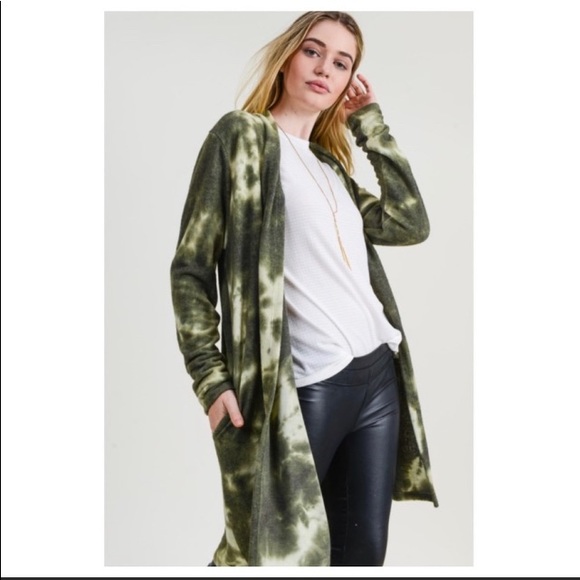 Last 1* New Cashmere Brushed Tie Dye Longline Cardigan. - Picture 3 of 3